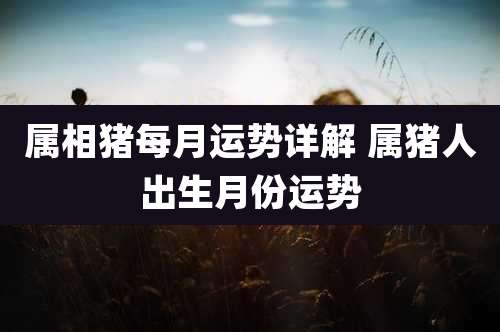 属相猪每月运势详解 属猪人出生月份运势