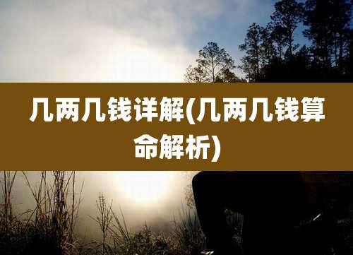 几两几钱详解(几两几钱算命解析)