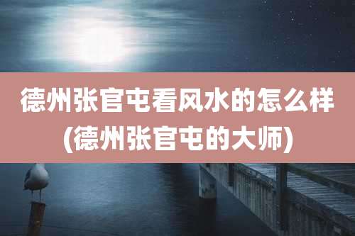 德州张官屯看风水的怎么样(德州张官屯的大师)