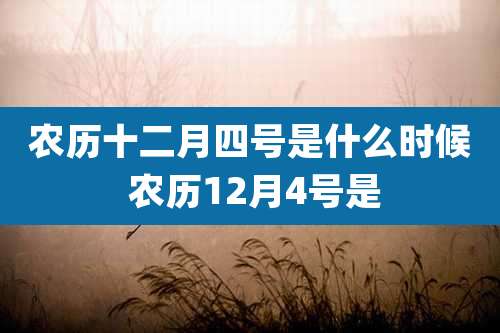 农历十二月四号是什么时候 农历12月4号是
