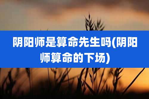 阴阳师是算命先生吗(阴阳师算命的下场)