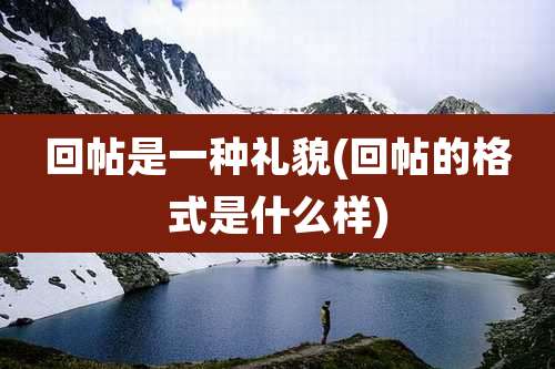 回帖是一种礼貌(回帖的格式是什么样)