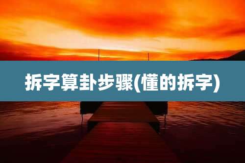 拆字算卦步骤(懂的拆字)