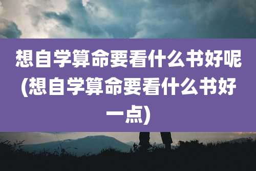 想自学算命要看什么书好呢(想自学算命要看什么书好一点)
