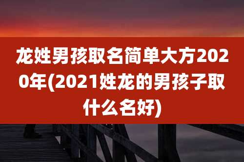 龙姓男孩取名简单大方2020年(2021姓龙的男孩子取什么名好)