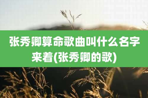 张秀卿算命歌曲叫什么名字来着(张秀卿的歌)