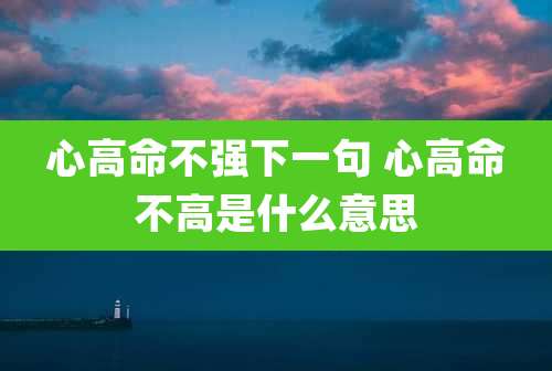 心高命不强下一句 心高命不高是什么意思