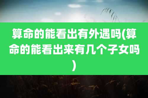 算命的能看出有外遇吗(算命的能看出来有几个子女吗)