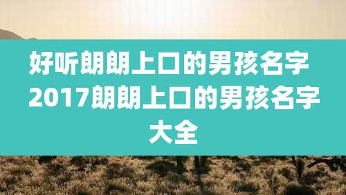 好听朗朗上口的男孩名字 2017朗朗上口的男孩名字大全