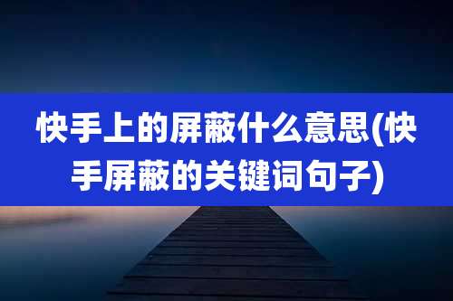 快手上的屏蔽什么意思(快手屏蔽的关键词句子)