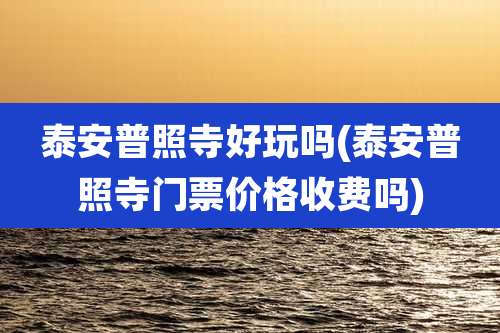 泰安普照寺好玩吗(泰安普照寺门票价格收费吗)