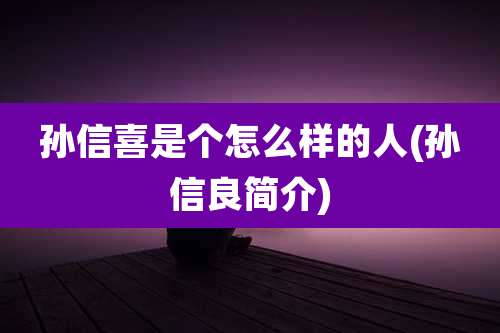 孙信喜是个怎么样的人(孙信良简介)
