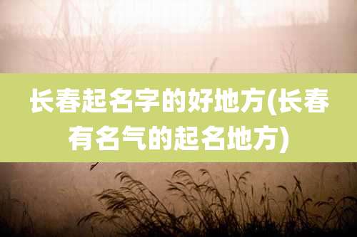 长春起名字的好地方(长春有名气的起名地方)