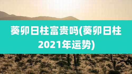 葵卯日柱富贵吗(葵卯日柱2021年运势)