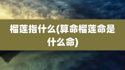 榴莲指什么(算命榴莲命是什么命)