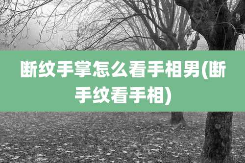 断纹手掌怎么看手相男(断手纹看手相)