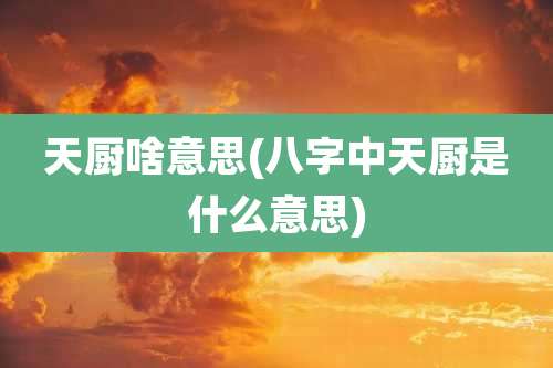 天厨啥意思(八字中天厨是什么意思)