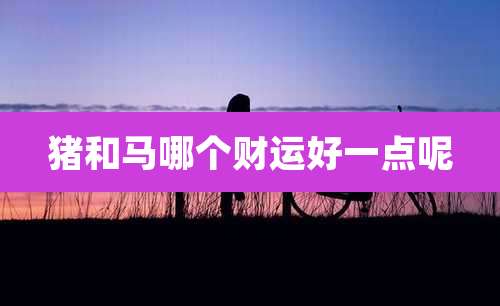 猪和马哪个财运好一点呢