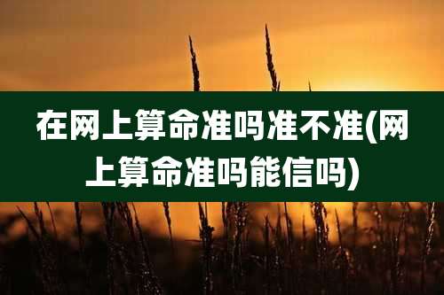 在网上算命准吗准不准(网上算命准吗能信吗)