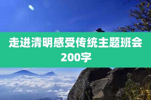 走进清明感受传统主题班会200字
