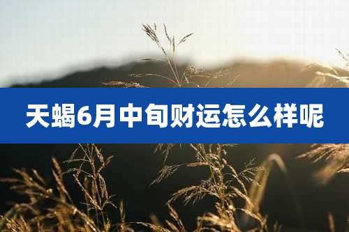 天蝎6月中旬财运怎么样呢