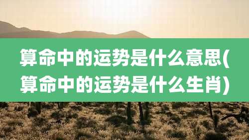 算命中的运势是什么意思(算命中的运势是什么生肖)