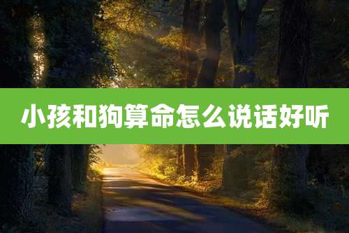 小孩和狗算命怎么说话好听