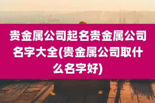 贵金属公司起名贵金属公司名字大全(贵金属公司取什么名字好)