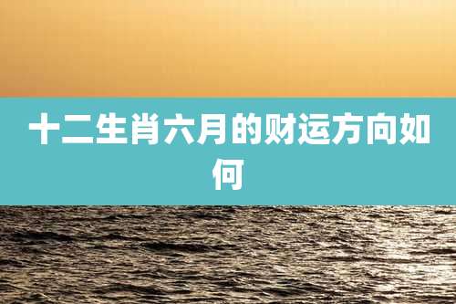 十二生肖六月的财运方向如何