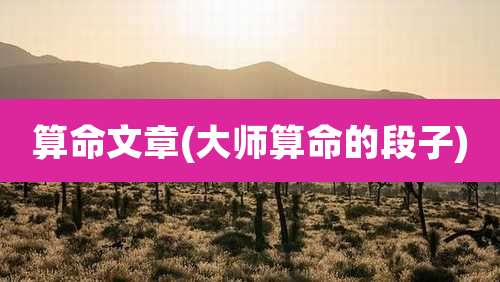 算命文章(大师算命的段子)