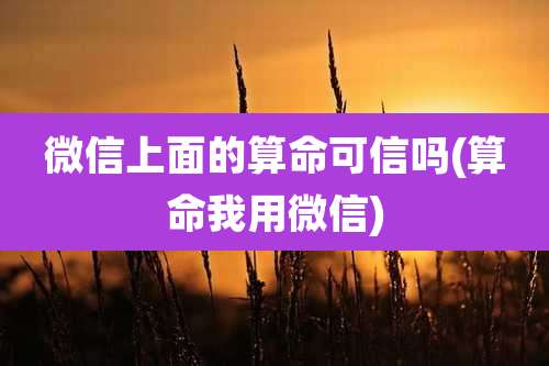 微信上面的算命可信吗(算命我用微信)