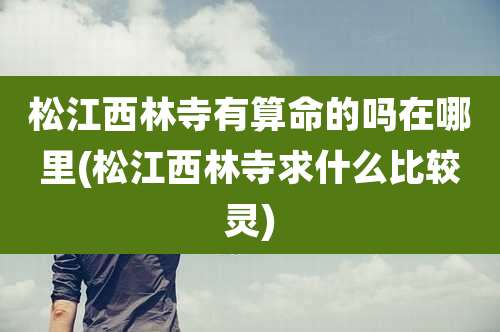 松江西林寺有算命的吗在哪里(松江西林寺求什么比较灵)