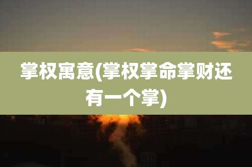 掌权寓意(掌权掌命掌财还有一个掌)