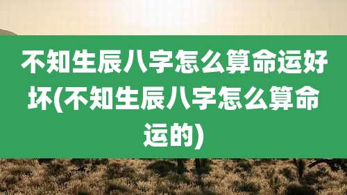 不知生辰八字怎么算命运好坏(不知生辰八字怎么算命运的)