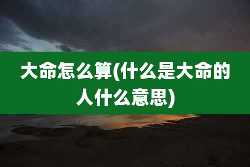 大命怎么算(什么是大命的人什么意思)
