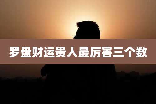 罗盘财运贵人最厉害三个数