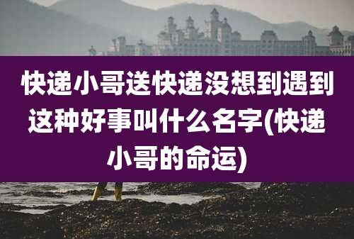 快递小哥送快递没想到遇到这种好事叫什么名字(快递小哥的命运)