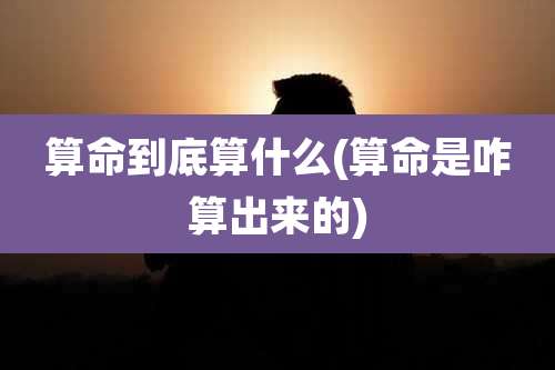 算命到底算什么(算命是咋算出来的)