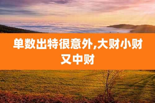 单数出特很意外,大财小财又中财