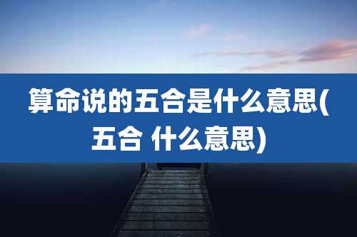 算命说的五合是什么意思(五合 什么意思)