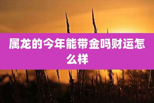 属龙的今年能带金吗财运怎么样