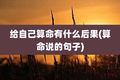 给自己算命有什么后果(算命说的句子)