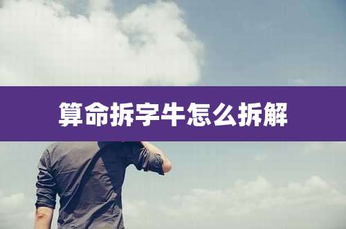 算命拆字牛怎么拆解