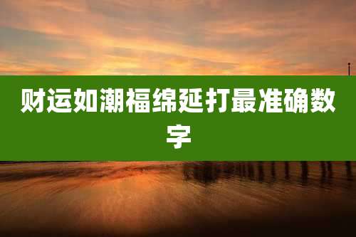 财运如潮福绵延打最准确数字