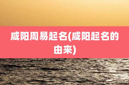 咸阳周易起名(咸阳起名的由来)