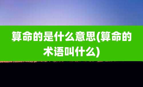 算命的是什么意思(算命的术语叫什么)