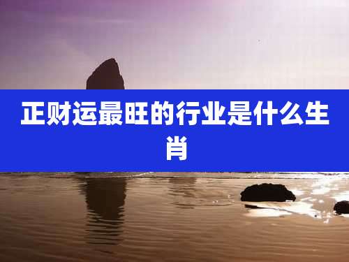 正财运最旺的行业是什么生肖
