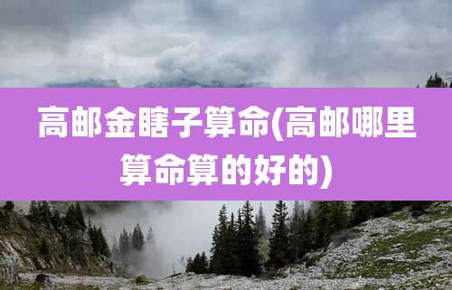 高邮金瞎子算命(高邮哪里算命算的好的)