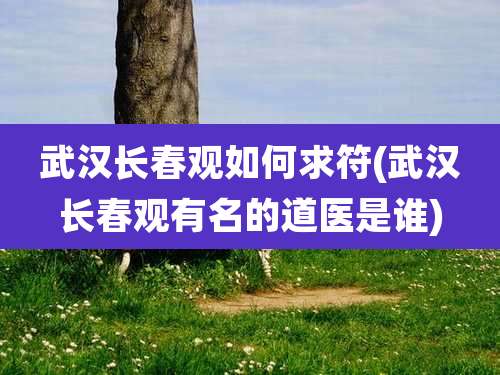 武汉长春观如何求符(武汉长春观有名的道医是谁)