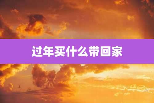 过年买什么带回家